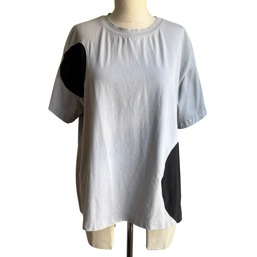 Urban by Alembika Oversized A-Line T-shirt Top Gray Black Circles Women’s Small